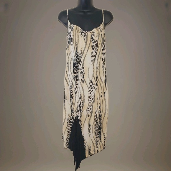 VTG Y2K Charlotte Russe Asymmetric Slip Dress Sz S Animal Print Indie Goth Fairy - Picture 1 of 16